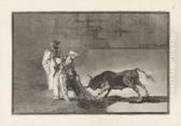 Los Moros Hacen Otro Capeo En Plaza Con Su Albornoz Oil Painting by Francisco Goya Fuendetodos