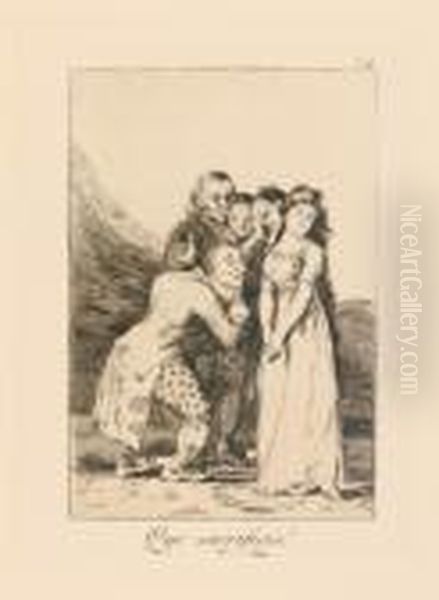 Three Aquatints With Etching From Los Caprichos. Oil Painting by Francisco Goya Fuendetodos