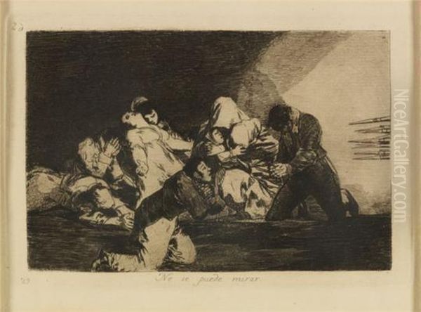 No Se Puede Mirar (non Si Puo Guardare) Oil Painting by Francisco Goya Fuendetodos