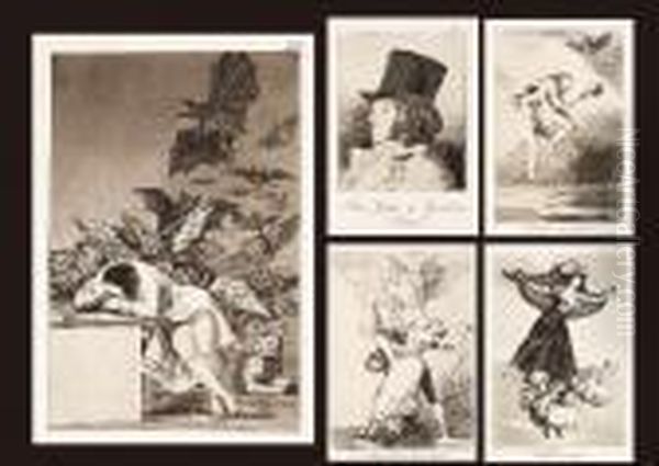Loscaprichos (a Set Of 80) Oil Painting by Francisco Goya Fuendetodos
