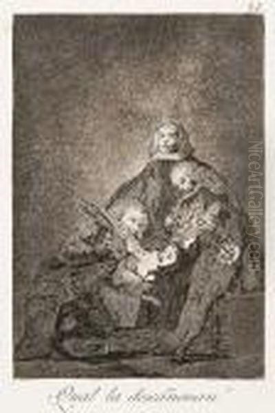 Qual La Descanonan (how They Pluck Her!) Oil Painting by Francisco Goya Fuendetodos