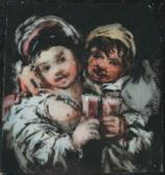 Couple De Buveurs Oil Painting by Francisco Goya Fuendetodos