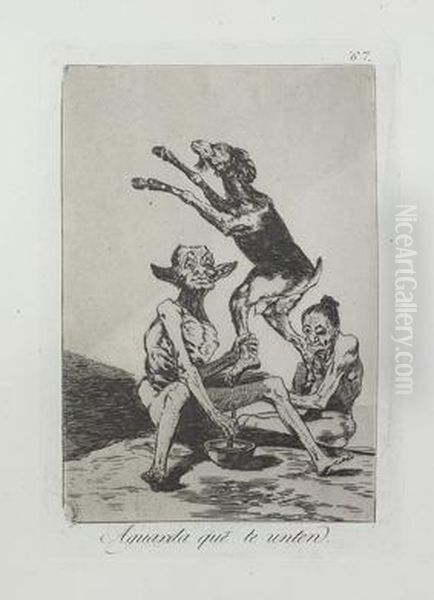 Aguanta Que Te Unten Oil Painting by Francisco Goya Fuendetodos
