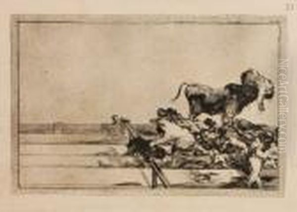 Desgracias Acaecidas En El Tendino De La Plaza De Madrid Oil Painting by Francisco Goya Fuendetodos