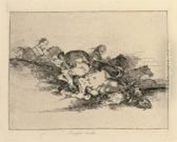 Two Plates, From 
Los Desastres De La Guerra Oil Painting by Francisco Goya Fuendetodos