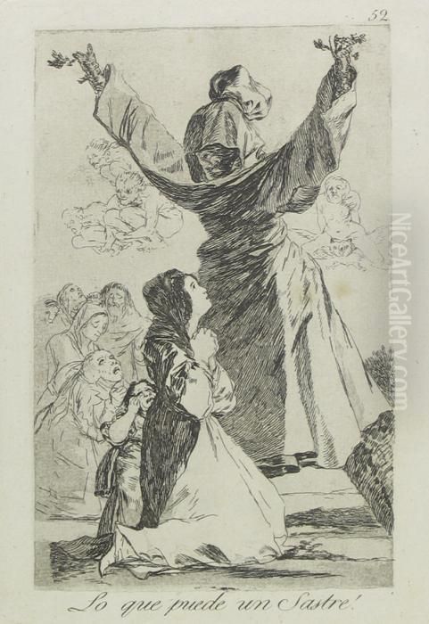 Lo Que Puede Unsastre! Oil Painting by Francisco Goya Fuendetodos