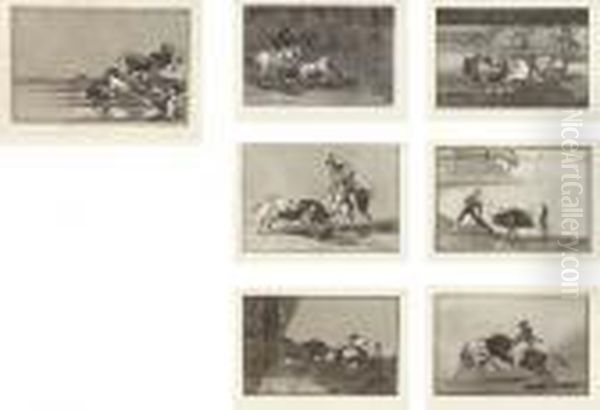 La Tauromaquia (d. 224-56; H. 204-36) Oil Painting by Francisco Goya Fuendetodos