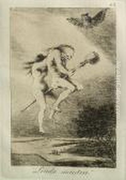 Ensayos; Linda Maestra (pls. 60 & 68), From Los Caprichios (h. 95; 103), 1799 Oil Painting by Francisco Goya Fuendetodos