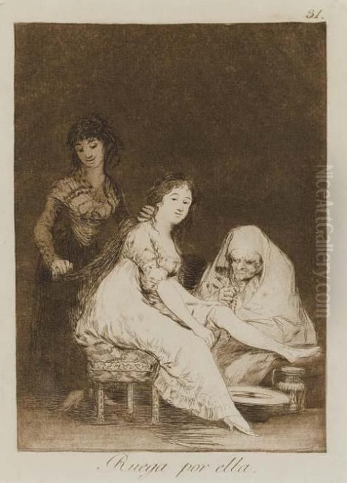 She Prays For Her Oil Painting by Francisco Goya Fuendetodos