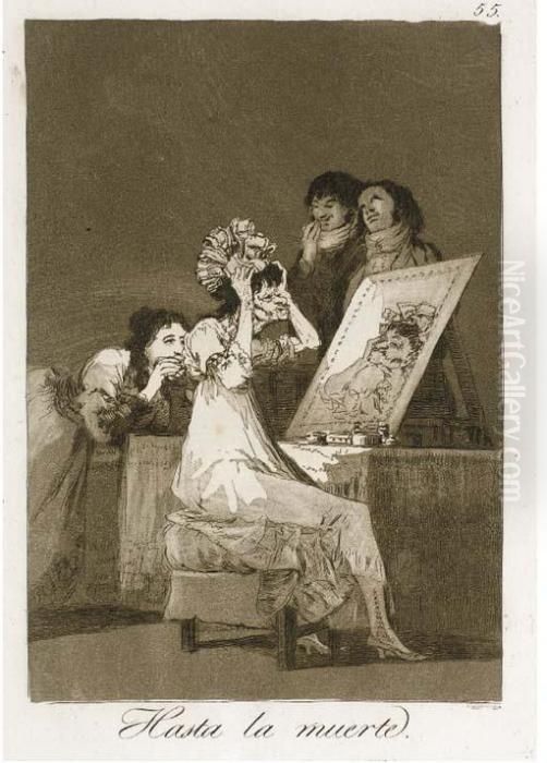 Hasta La Muerte, From: Los Caprichos Oil Painting by Francisco Goya Fuendetodos