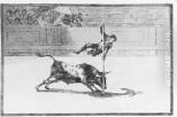 Ligereza Y Atrevimiento De Juanito Apinani En La Plaza De Madrid. Oil Painting by Francisco Goya Fuendetodos