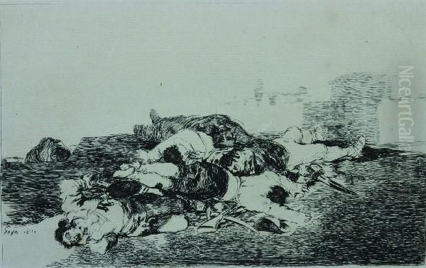 A Print From The Series Los Disastres Del Guerre Oil Painting by Francisco Goya Fuendetodos