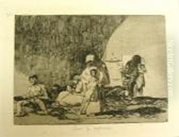 Sanos Y Enfermos, From Los Desastres De La Guerra Oil Painting by Francisco Goya Fuendetodos