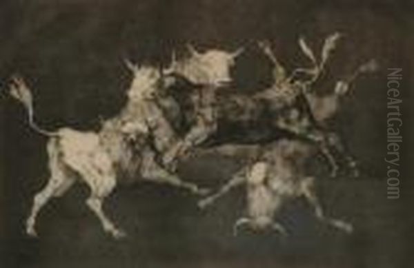 Al Toro Y Al Aire Darles Calle Oil Painting by Francisco Goya Fuendetodos