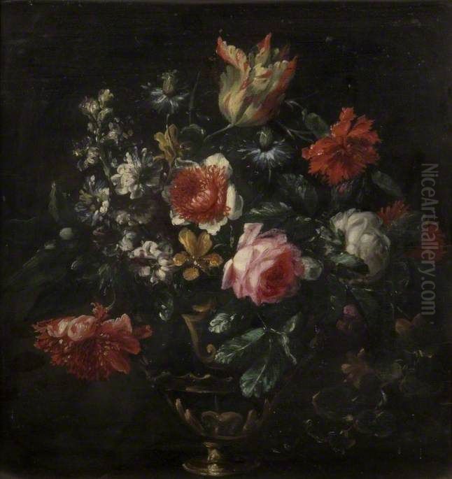 Flowers and Fruit Oil Painting by Jean-Baptiste Monnoyer