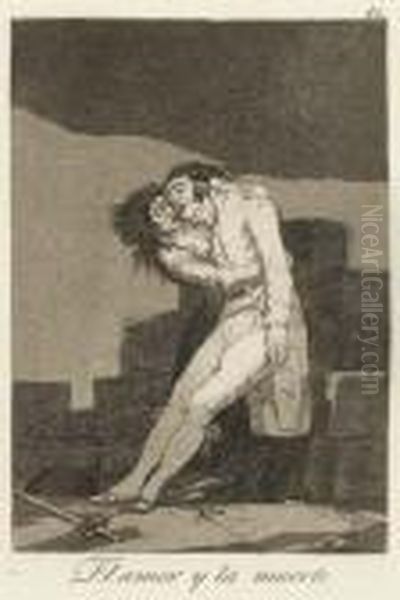 El Amor Y La Muerte, Plate 10 From Los Caprichos Oil Painting by Francisco Goya Fuendetodos