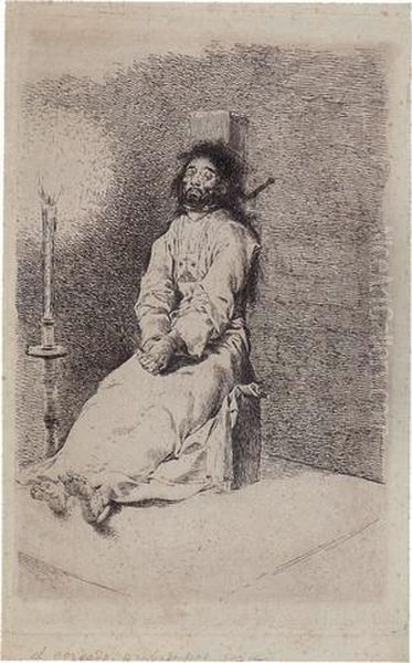 Garroted Man Oil Painting by Francisco Goya Fuendetodos