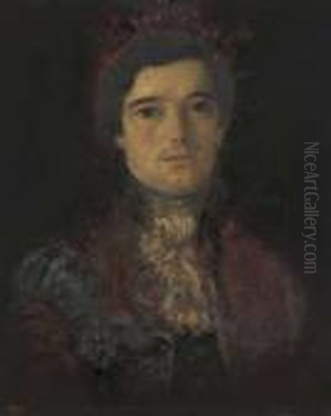 Portrait Of A Man, Half-length, In Colorful Dress Oil Painting by Francisco Goya Fuendetodos