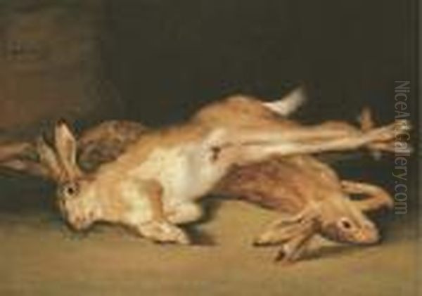 A Still Life Of Dead Hares Oil Painting by Francisco Goya Fuendetodos