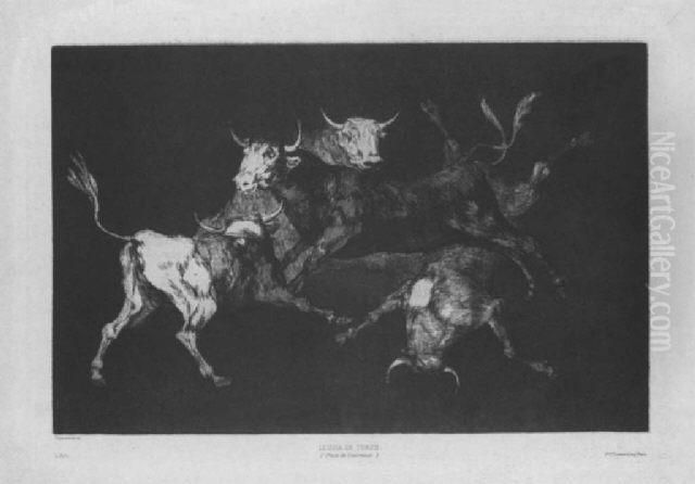 Modo De Volar (#) Disparate De Tontos (#) Disparate Ridiculo Oil Painting by Francisco Goya Fuendetodos