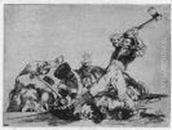 Los Desastres De La Guerra (d. 120-199; H. 121-200) Oil Painting by Francisco Goya Fuendetodos