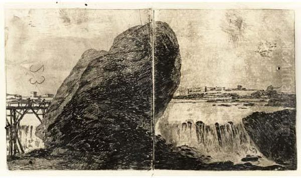 Landscape With Waterfall Oil Painting by Francisco Goya Fuendetodos