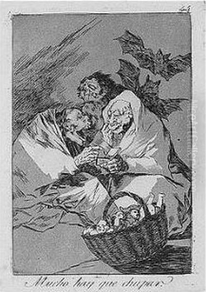 Mucho Hay Que Chupar; And Ya Es Hora (delteil 82, Harris 80; And D.117, H.115) Oil Painting by Francisco Goya Fuendetodos