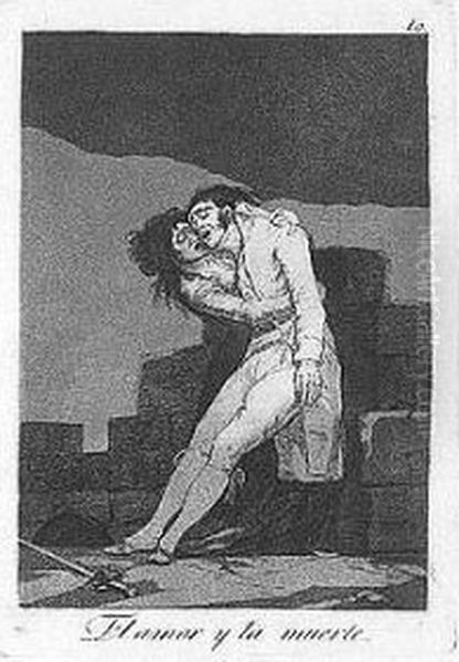 Francisco Goya Y Lucientes Pintor; And El Amor Y La Muerte (d.38, H.36; And D.47, H.45) Oil Painting by Francisco Goya Fuendetodos