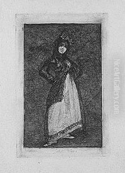 A Maja With Dark Background (d.28; H.30) Oil Painting by Francisco Goya Fuendetodos
