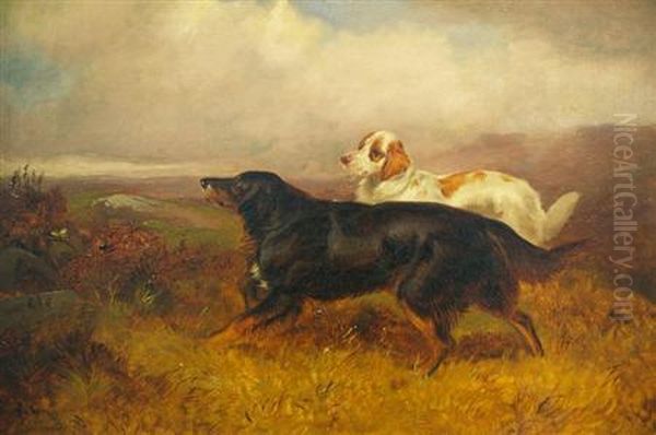 Setters On A Moor
Bears Indistinct Initials 
G.a. Oil Painting by Colin Graeme Roe