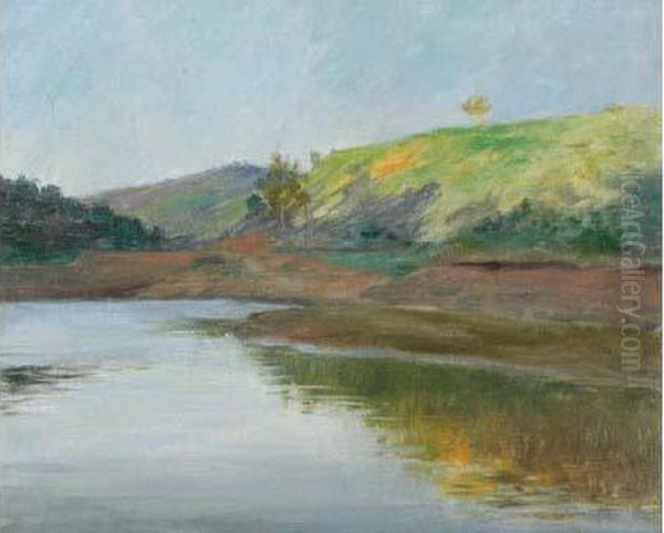 Bord De Riviere Et Colline Oil Painting by Luis Graner Arrufi