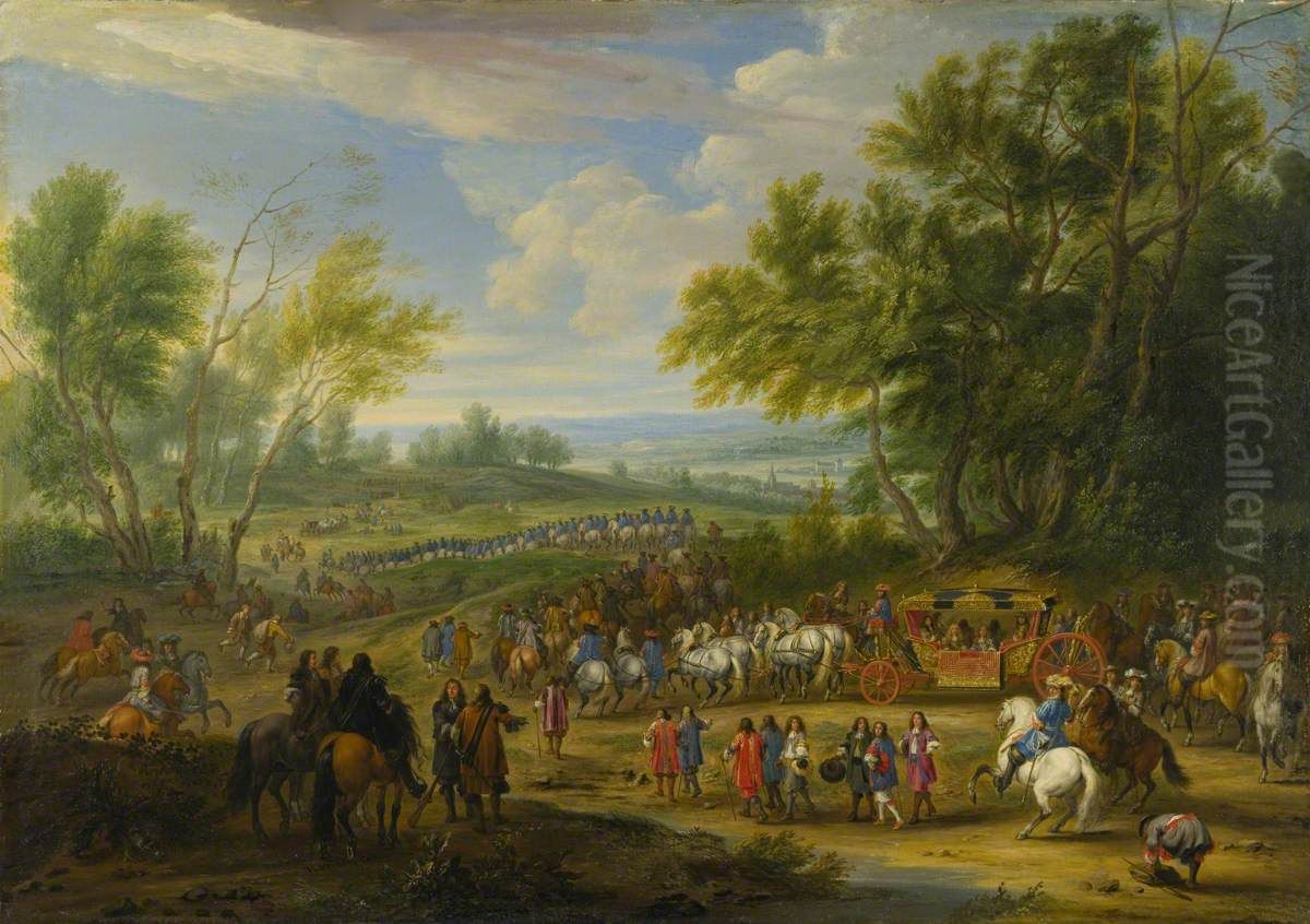 A Cavalcade Oil Painting by Adam Frans van der Meulen