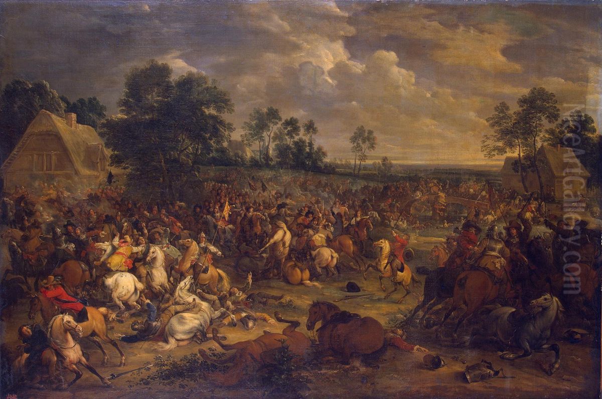 Battle Oil Painting by Adam Frans van der Meulen