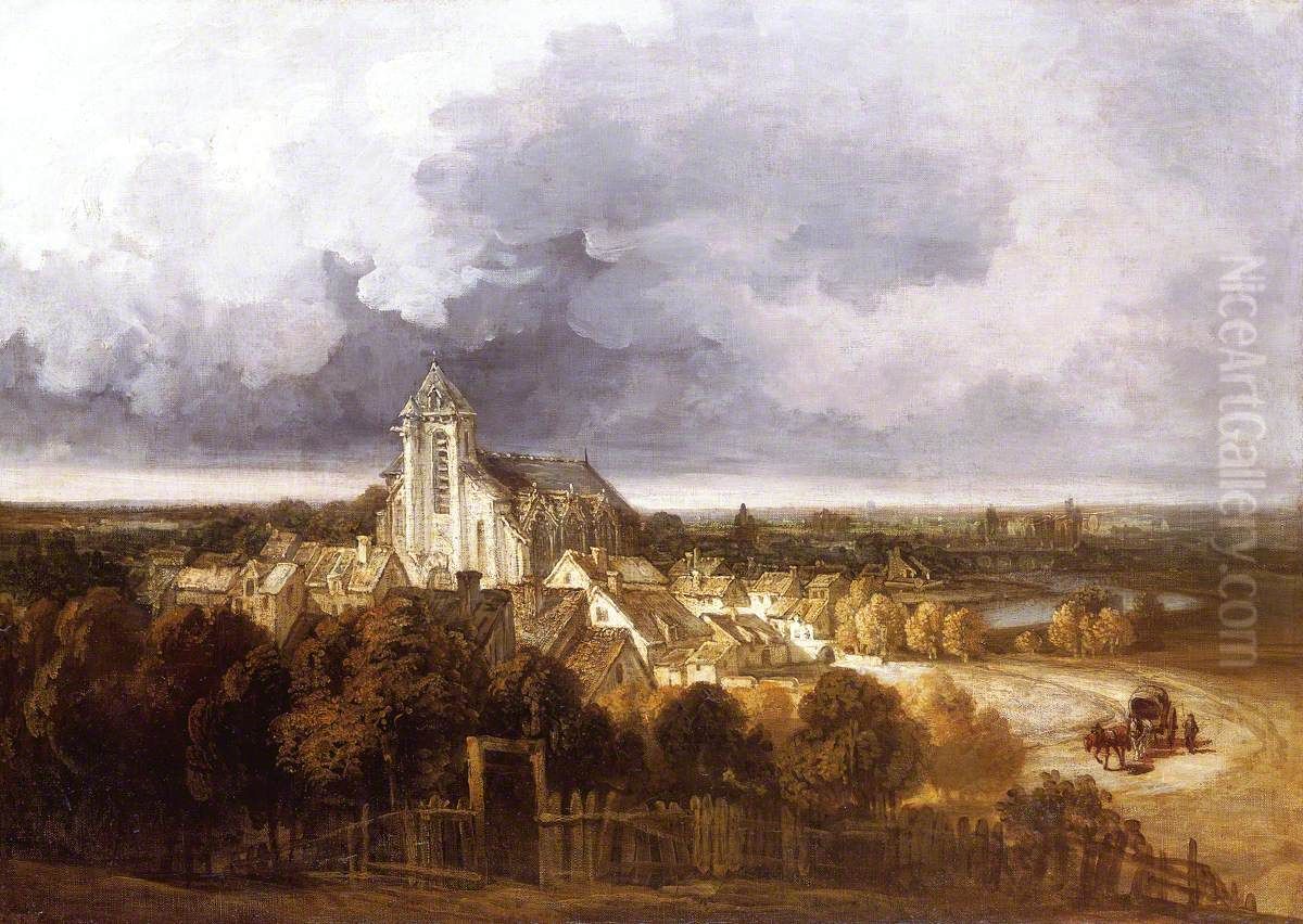 View of Meaux Oil Painting by Georges Michel