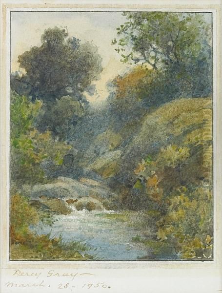 Stream In The Woods, 1950 Oil Painting by Percy Gray