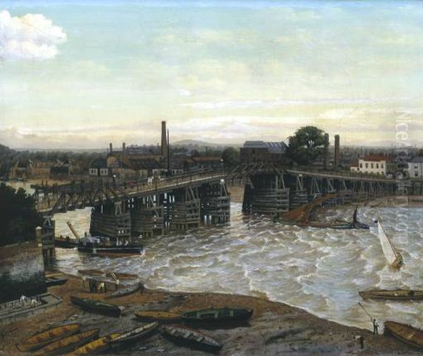 Old Battersea Bridge Oil Painting by Walter Greaves