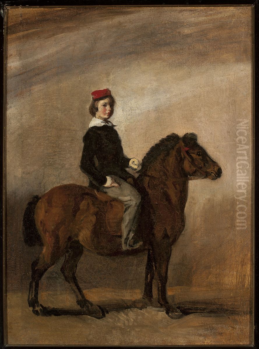 Artist's Son on a Pony Oil Painting by Piotr Michalowski
