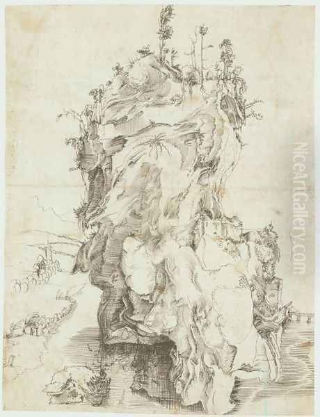 Rocky Island Oil Painting by Niklaus Manuel Deutsch