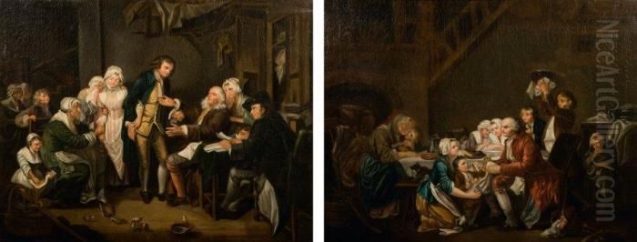 L'accordee De Village - Le Gateau Des Rois Oil Painting by Jean Baptiste Greuze