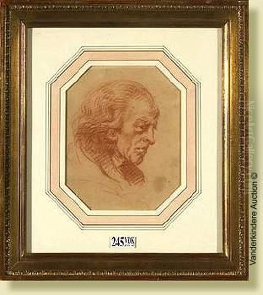 Teted'expression, Sanguine Sur 
Papier Octogonal. Entourage De Jeanbaptiste Greuze. Ecole Francaise. 
Xviiieme. Dim.: 15,5x12,5cm Oil Painting by Jean Baptiste Greuze