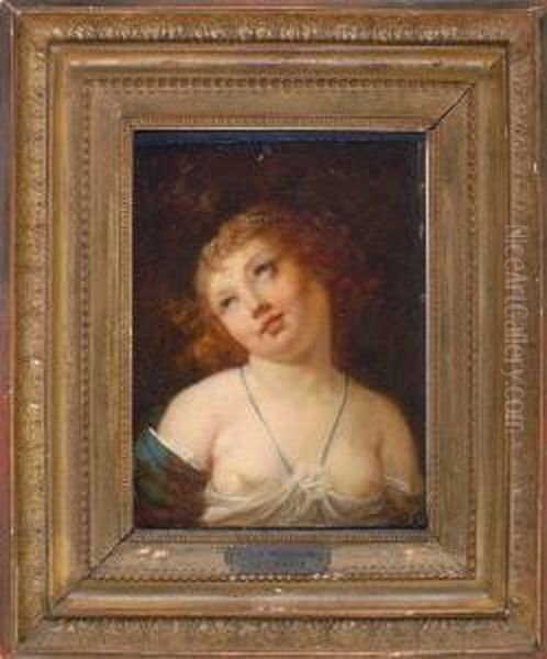 Portrait Eines Jungen 
Rothaarigen Madchens Mit Halb Entblostem Oberkorper, Mit Geneigtem Kopf 
Nach Links Oben Blickend Oil Painting by Jean Baptiste Greuze