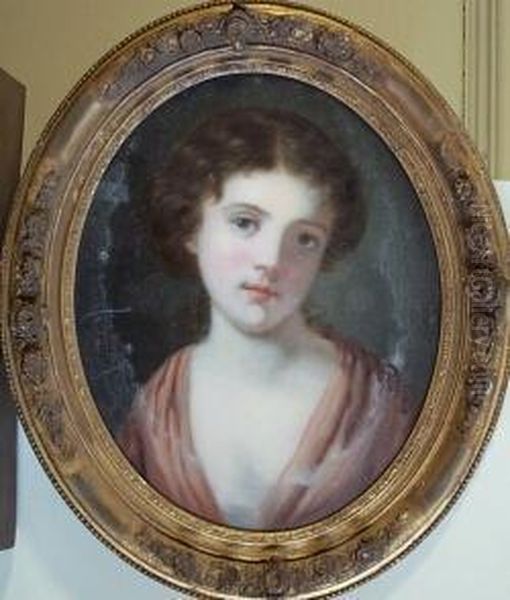 Portrait Study Of A Young Girl Oil Painting by Jean Baptiste Greuze