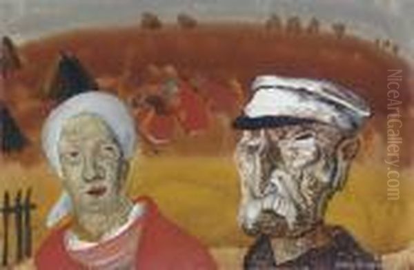 Workers In The Fields Oil Painting by Boris Dmitrievich Grigoriev