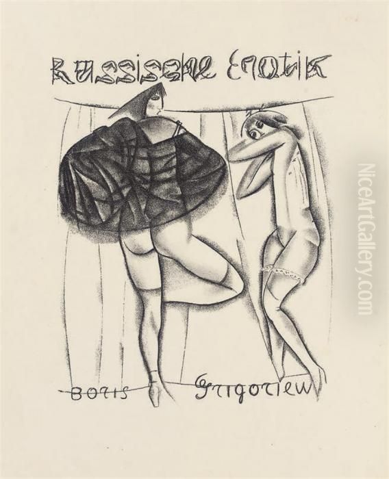 Russische Erotik Oil Painting by Boris Dmitrievich Grigoriev