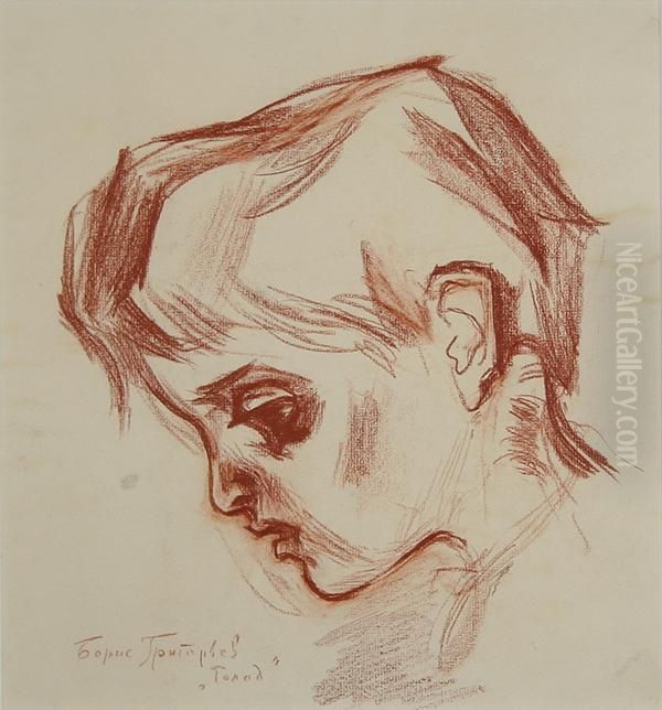 Golod Oil Painting by Boris Dmitrievich Grigoriev