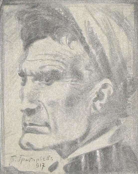 Portrait Of A Man Oil Painting by Boris Dmitrievich Grigoriev