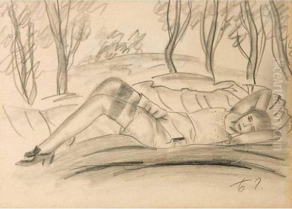 Senza Titolo Oil Painting by Boris Dmitrievich Grigoriev