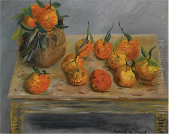 Still Life With Oranges Oil Painting by Boris Dmitrievich Grigoriev