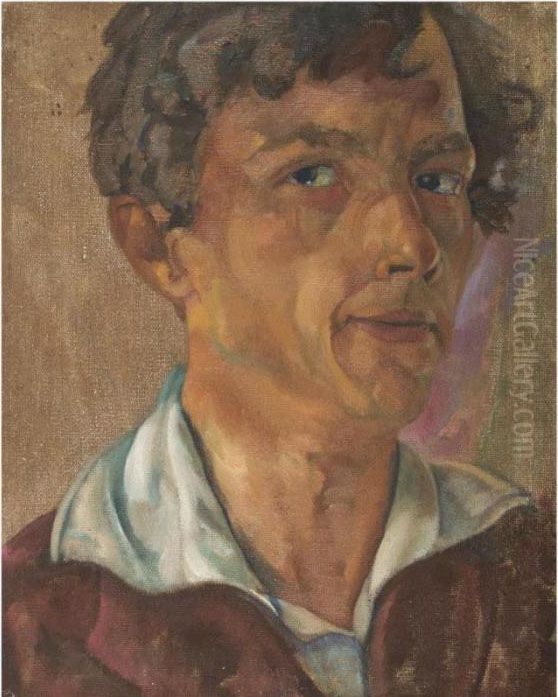 Self Portrait Oil Painting by Boris Dmitrievich Grigoriev