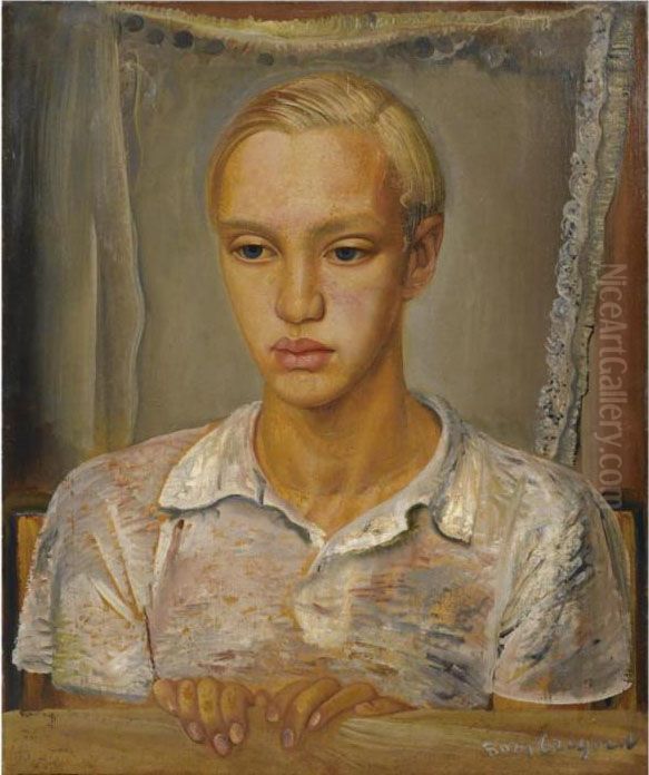 Portrait Of The Artist's Son, Kirill Oil Painting by Boris Dmitrievich Grigoriev